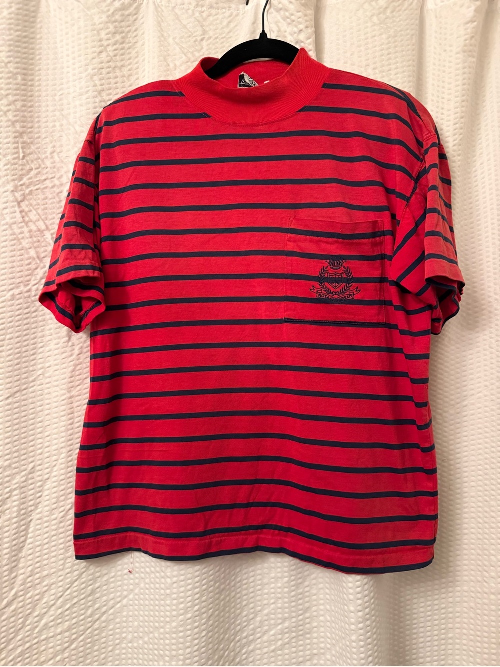 Vintage Erika & Company Mock Neck Striped Shirt Sz M Striped VTG Padded Top Co